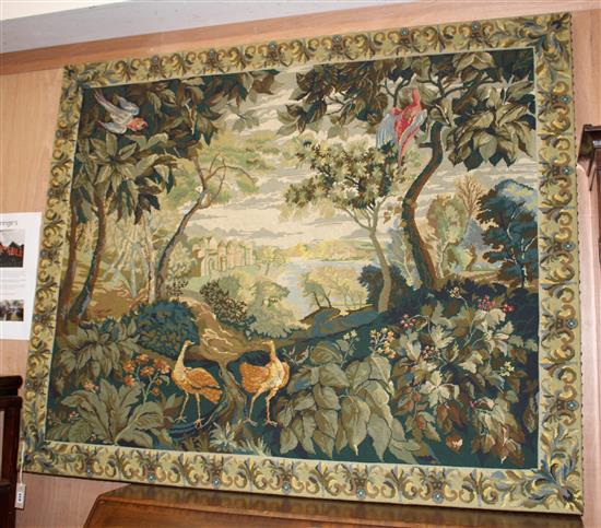 A large Aubusson style polychrome tapestry panel 158 x 130cm